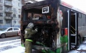 В Северодвинске на остановке загорелся рейсовый автобус «ЛИАЗ»