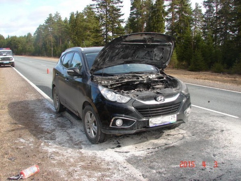 Автомобиль «Hyundai» загорелся на трассе М8