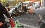 В Архангельске водитель автомобиля «Лада Гранта» въехал в столб на Кузнечевском мосту